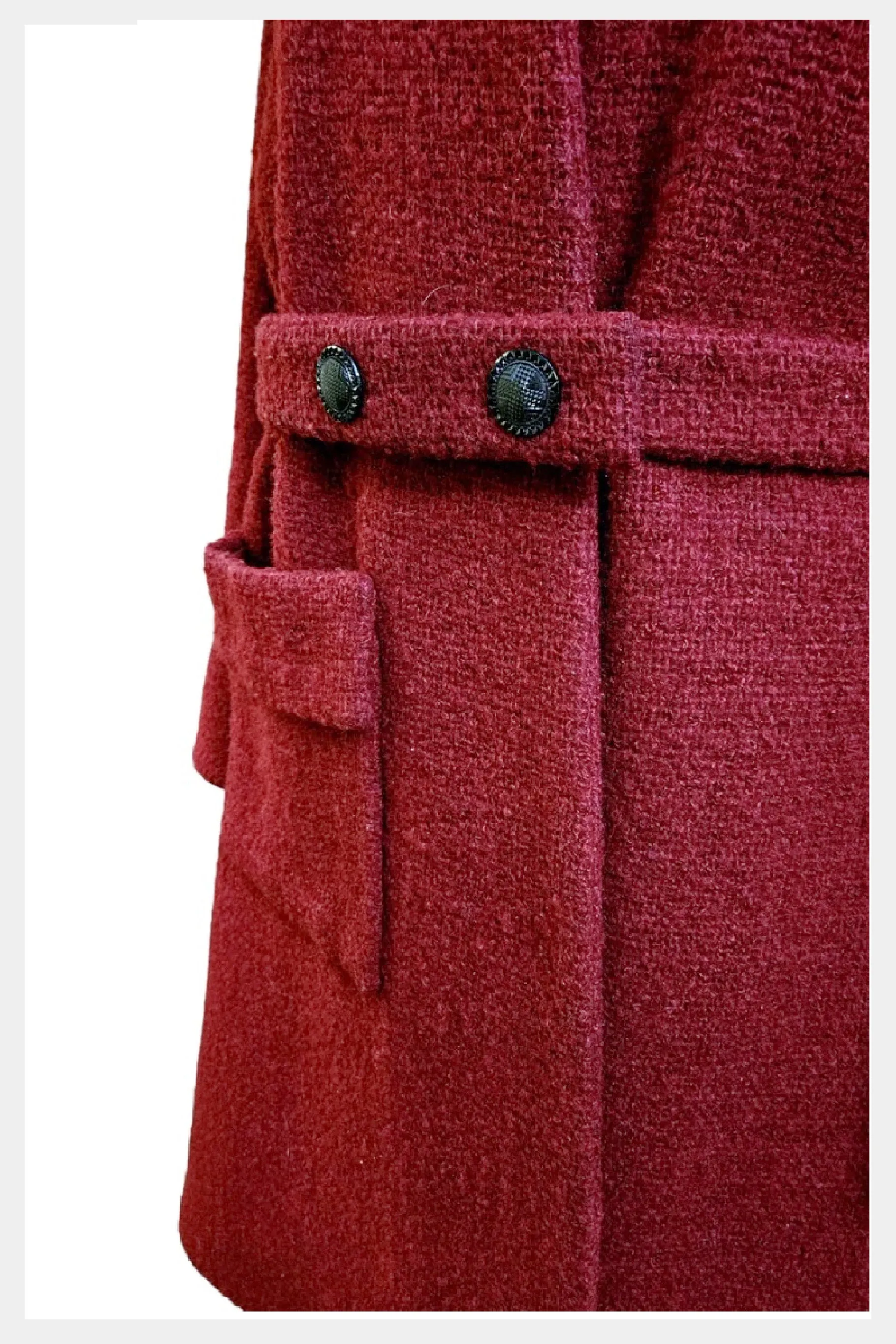 1960s/70s custom tailored red belted boucle coat | medium