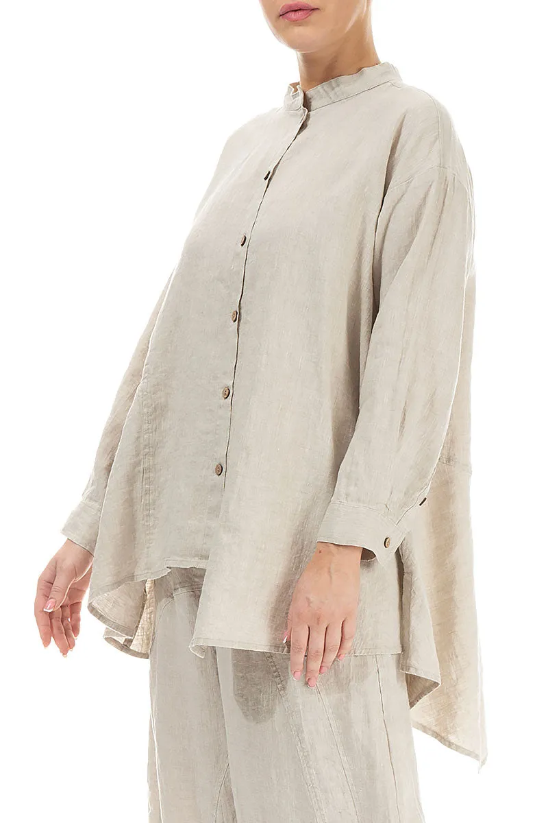 Asymmetrical Natural Linen Shirt