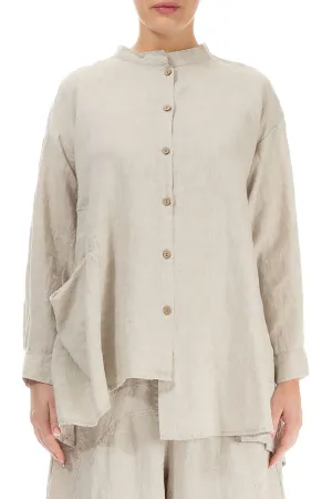 Asymmetrical Natural Linen Shirt