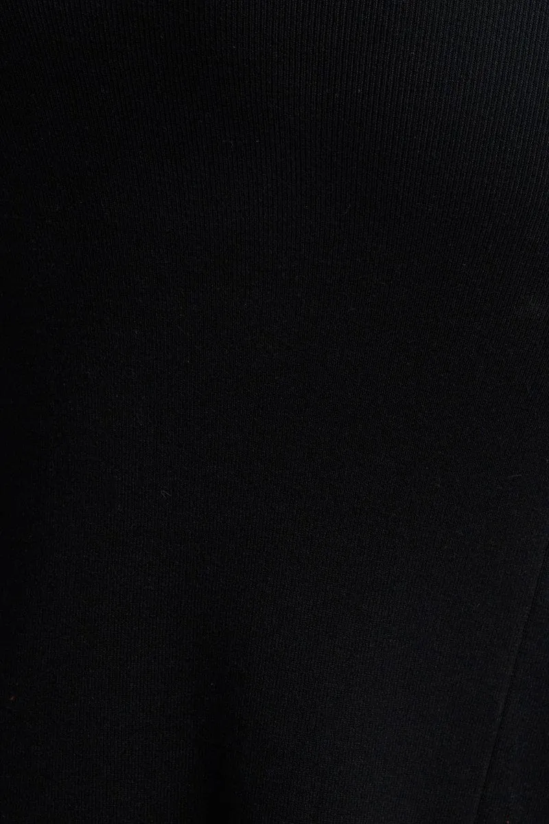 Black Knit Midi Skirt