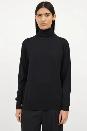 Black Wool Cashmere Long Sleeve Sweater