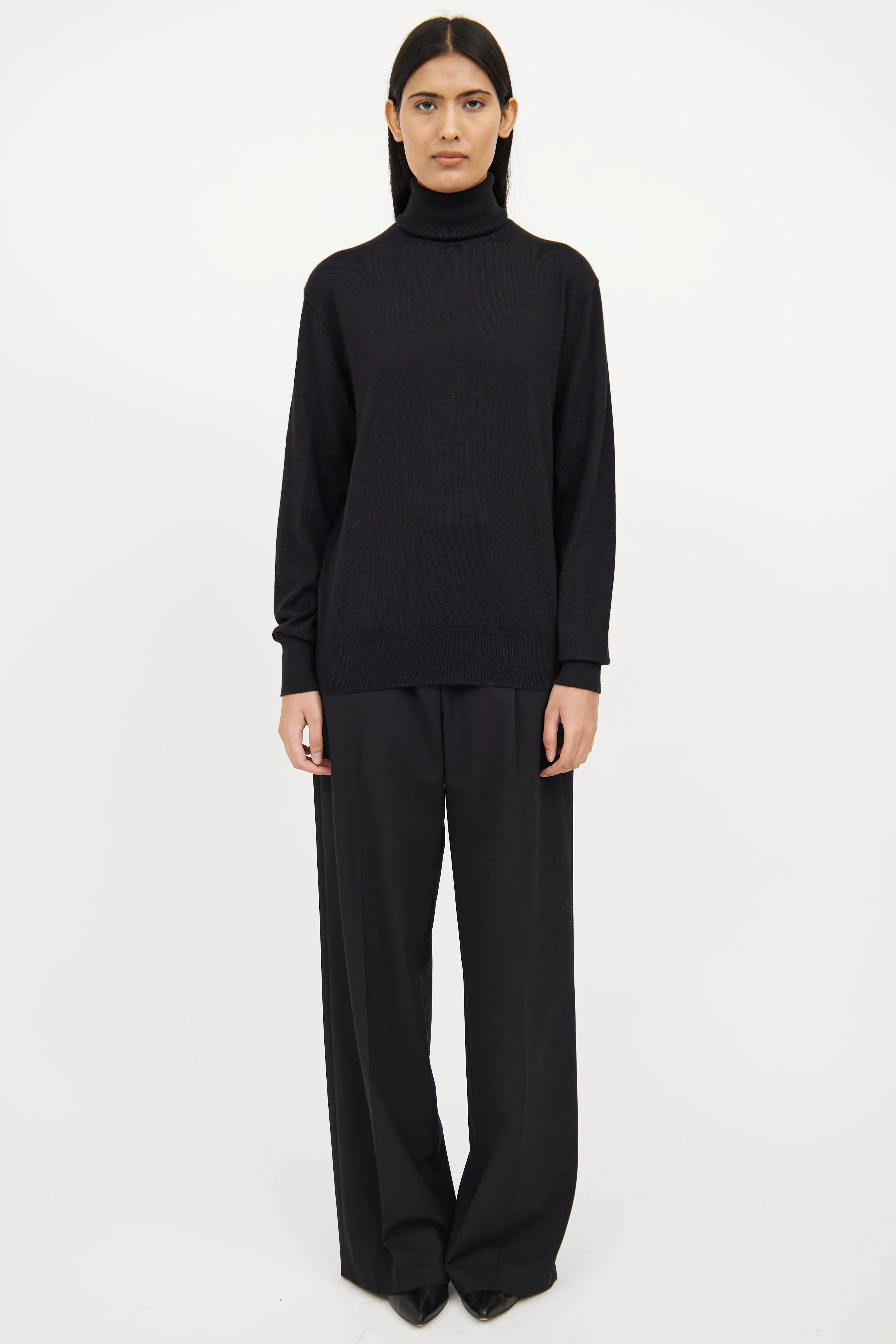 Black Wool Cashmere Long Sleeve Sweater