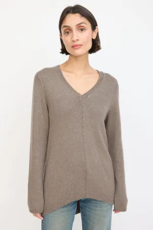 Brown Cashmere Sequinned Sweater