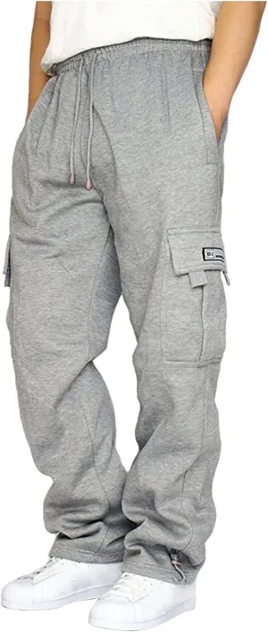 Cargo Pants for Men,Men's Cotton Linen Pants Elastic Drawstring Waist Pants Lightweight Fall Cargo Pants with Pockets