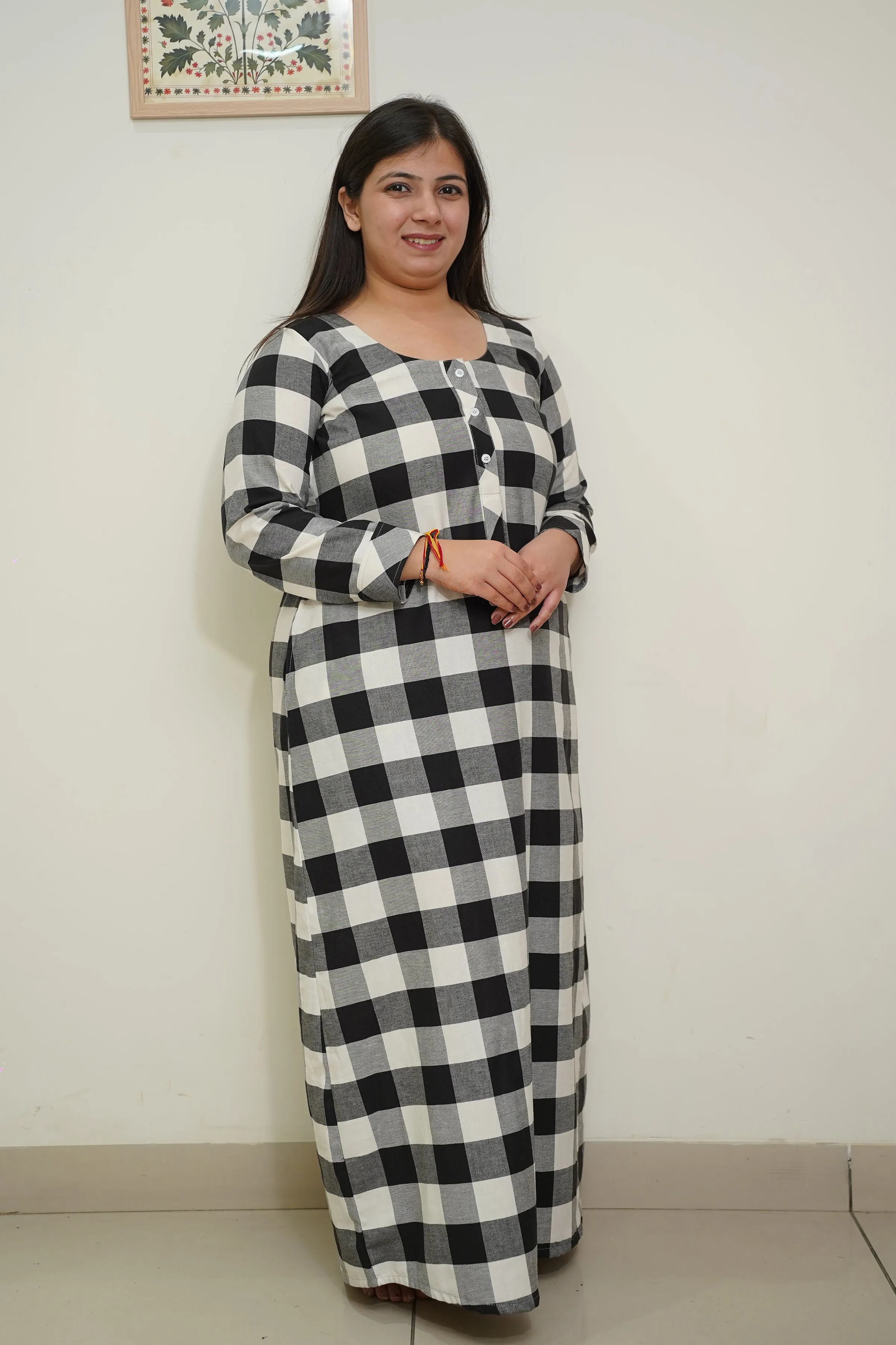 Classic Plaid Woollen Night Gown