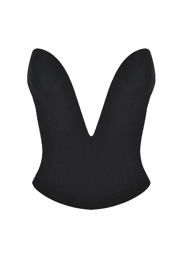 Deep V-neck Cashmere Crop Top