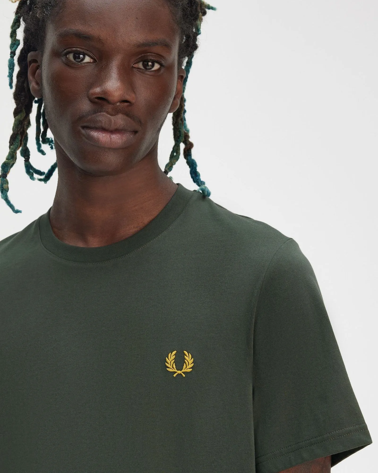 Fred Perry Rear Powder Laurel Graphic Tee - Court Green