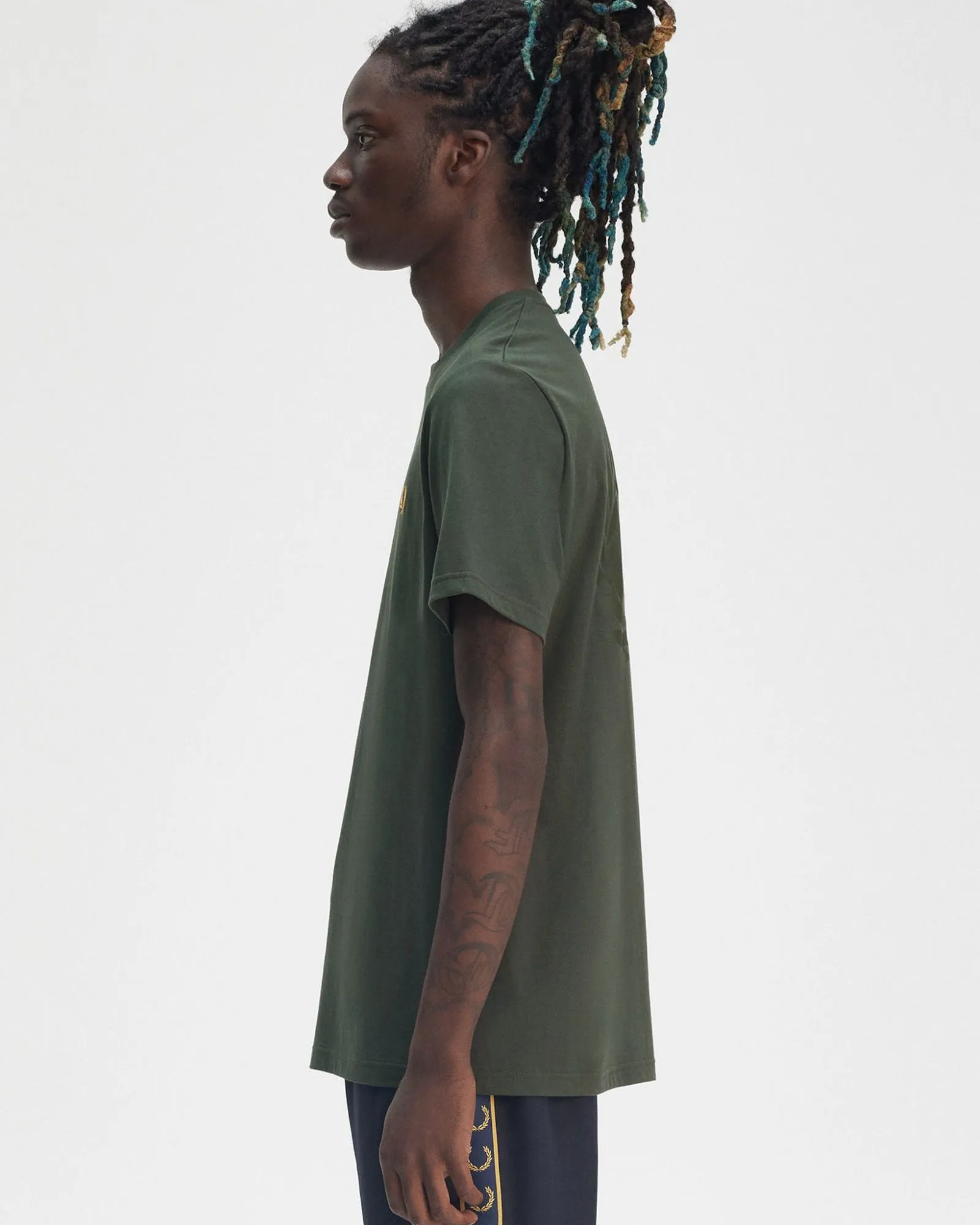 Fred Perry Rear Powder Laurel Graphic Tee - Court Green