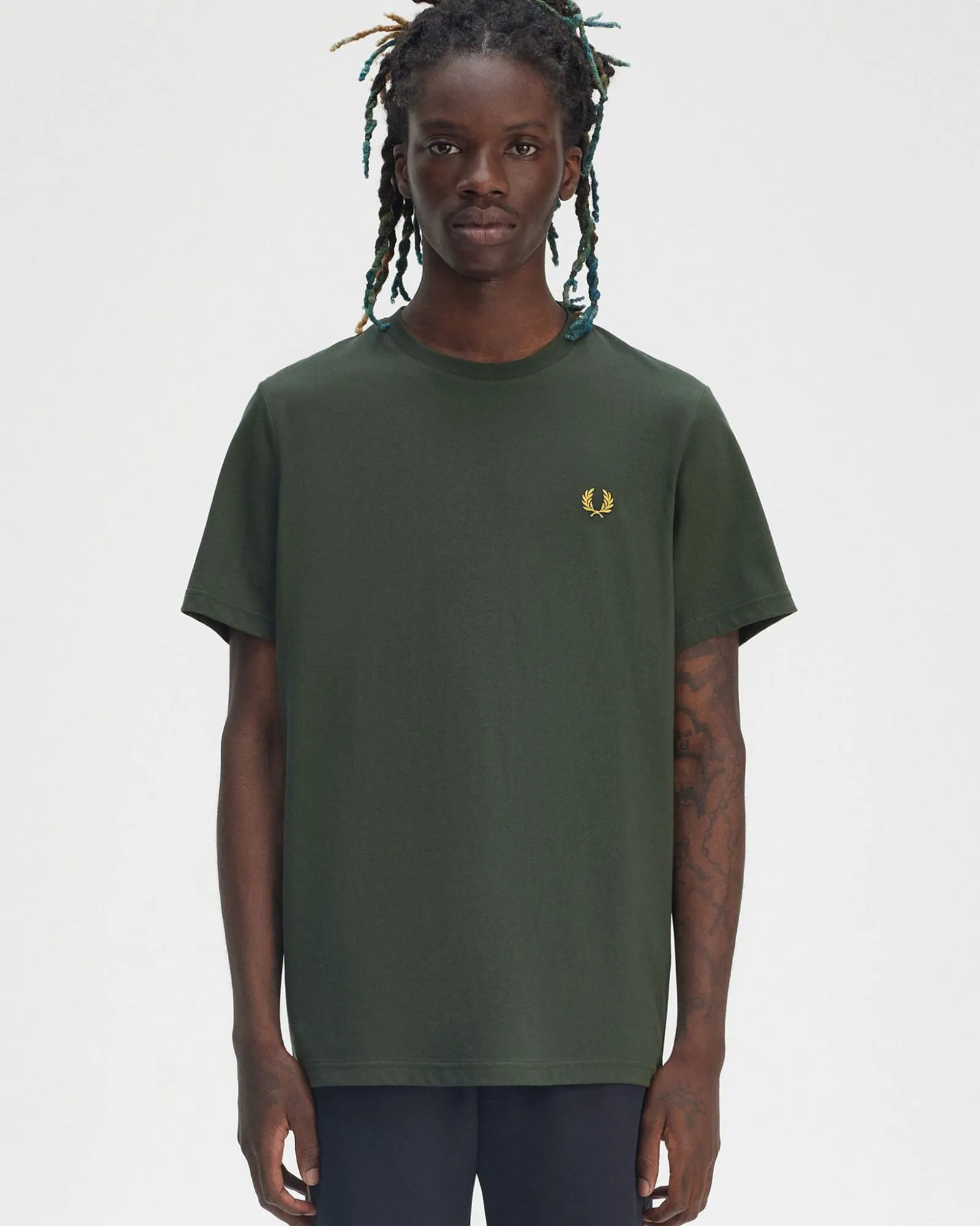 Fred Perry Rear Powder Laurel Graphic Tee - Court Green