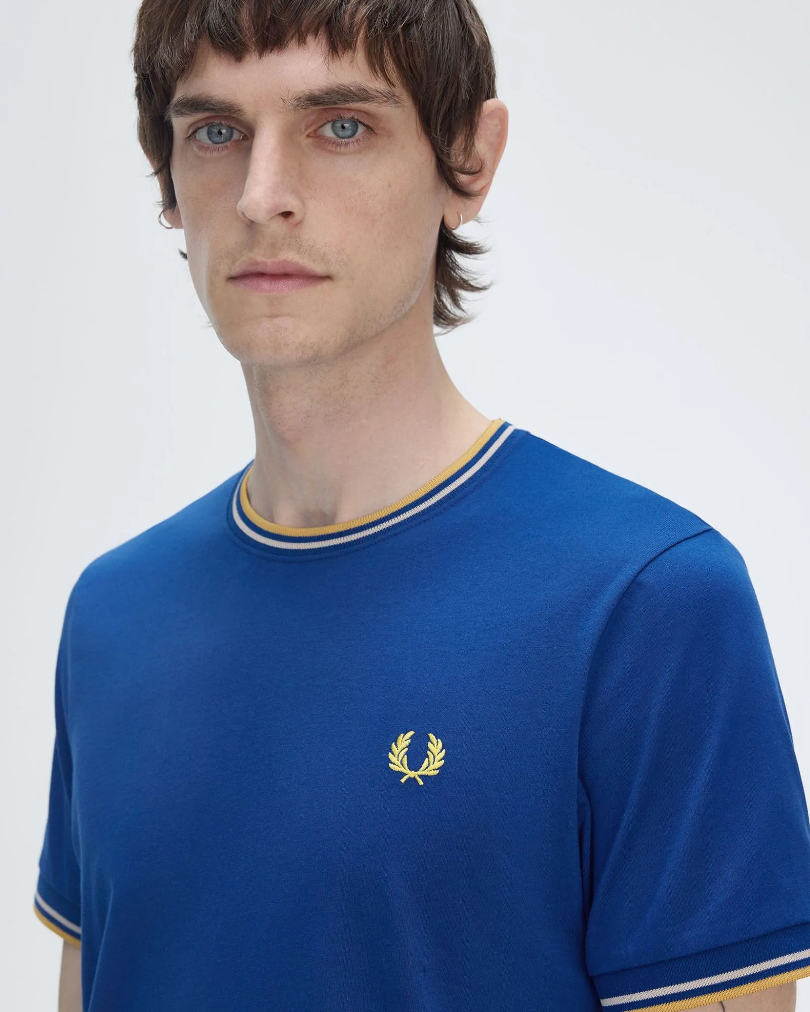Fred Perry Twin Tipped T Shirt - Shaded Cobalt / Oatmeal / Honeycomb