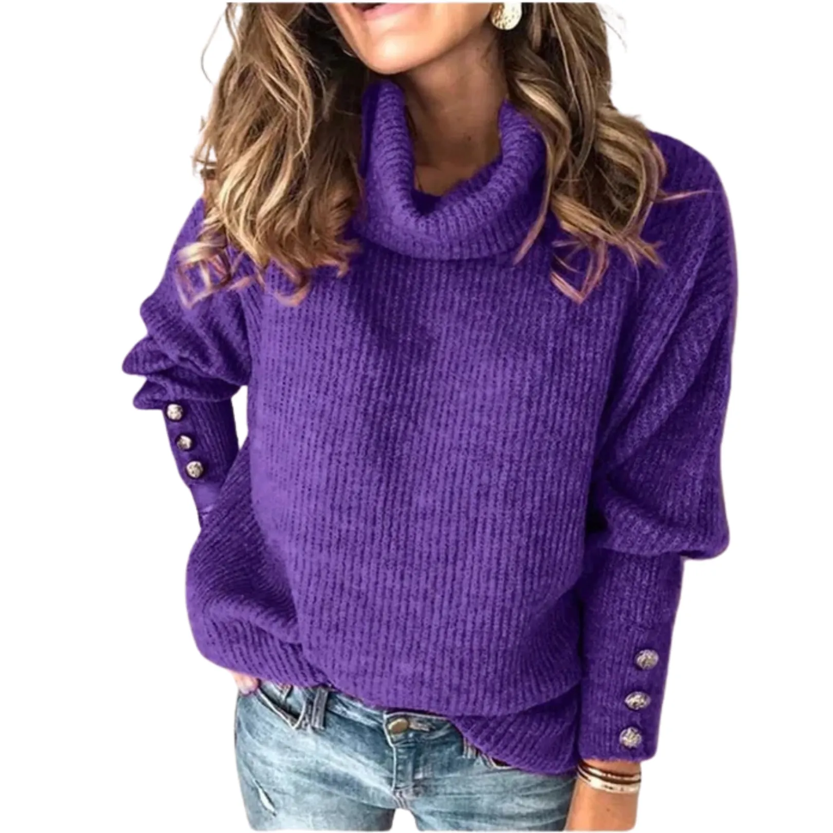 Hannah | High Collar Loose Fit Sweater