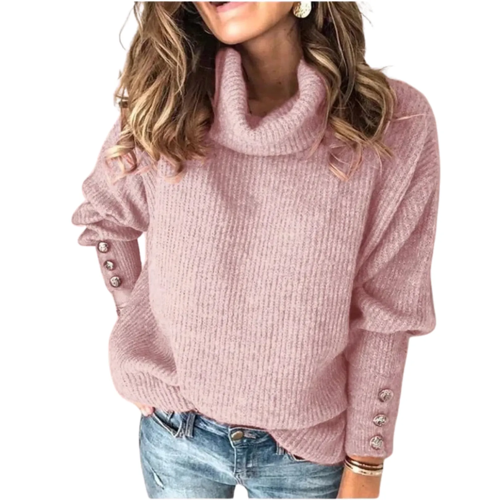 Hannah | High Collar Loose Fit Sweater