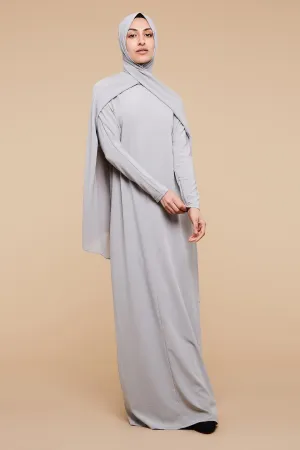 Mirage Gray High Collar Neck Batwing Abaya