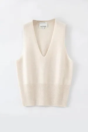 N.180 Cashmere V-Neck Tank Pearl Shell