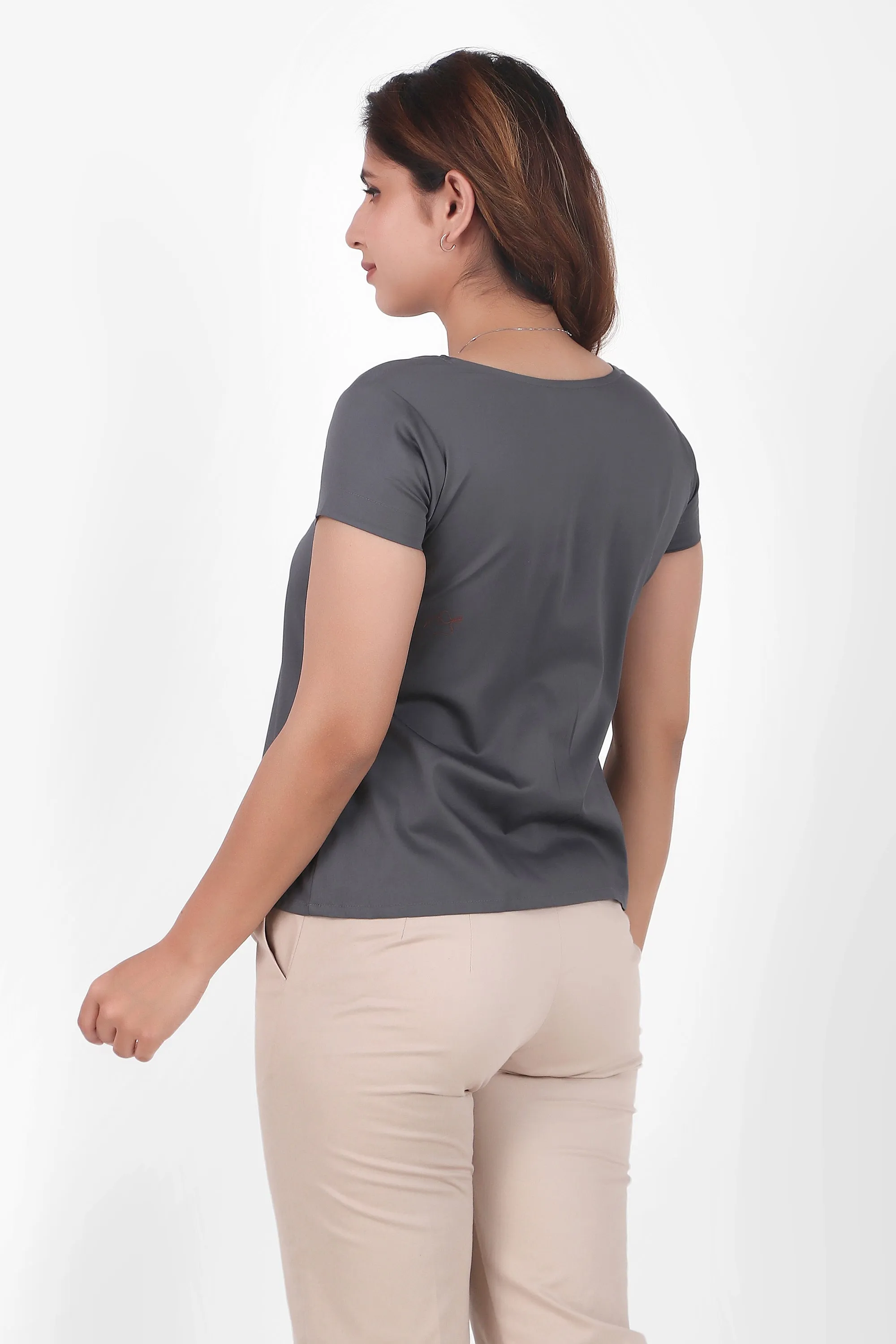 Rectangular Pleated Elegance Top, Dark Gray