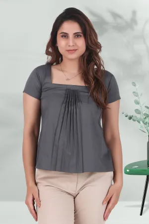 Rectangular Pleated Elegance Top, Dark Gray