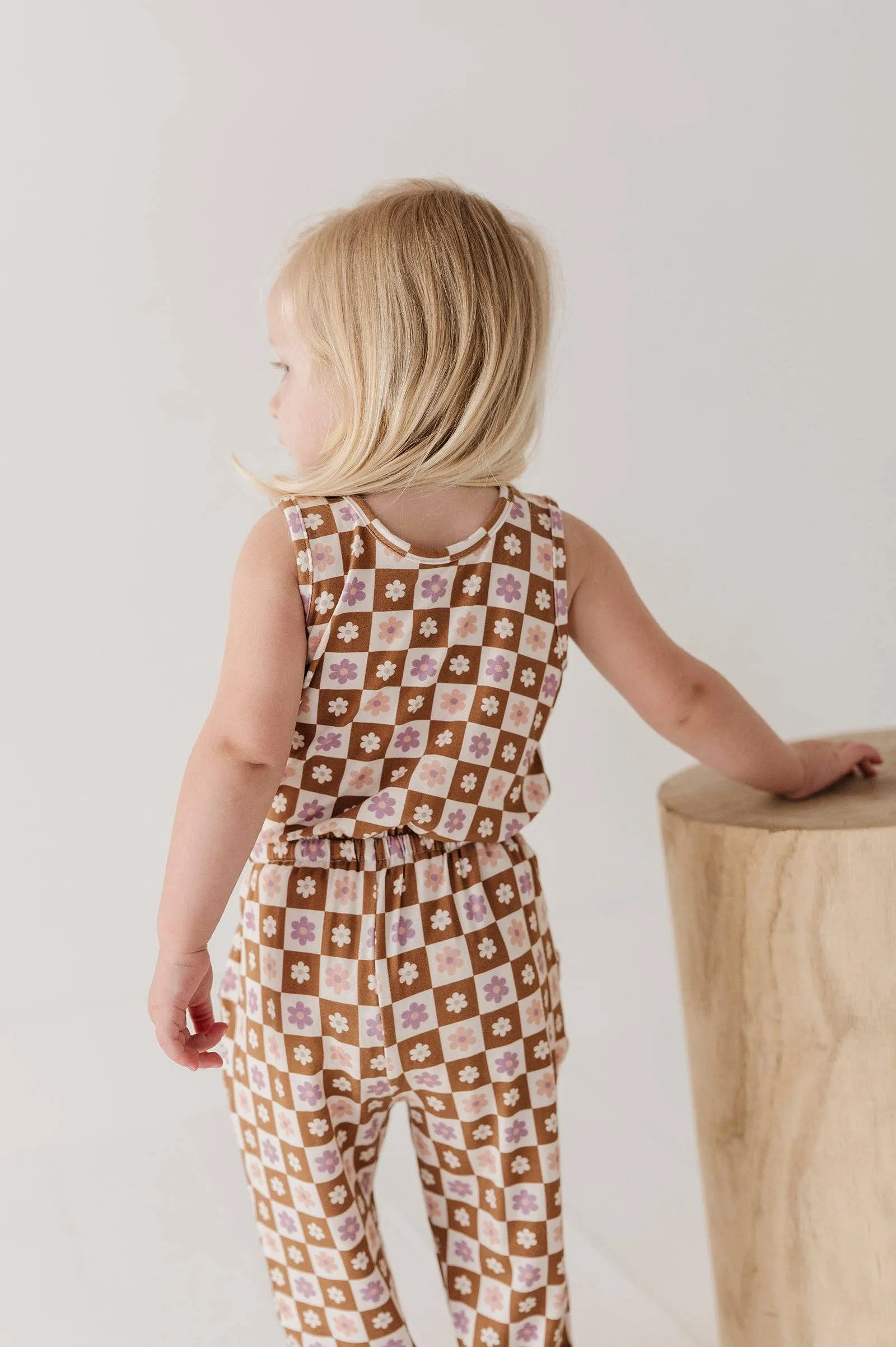 Retro Daisy Checker Girl's Tank Jumper