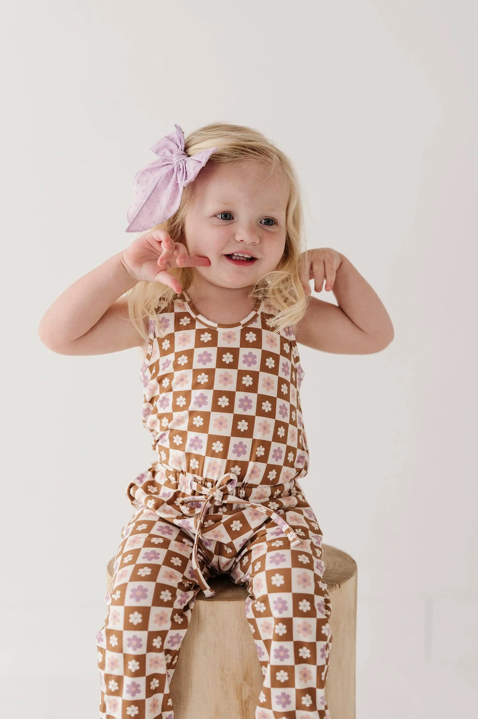 Retro Daisy Checker Girl's Tank Jumper