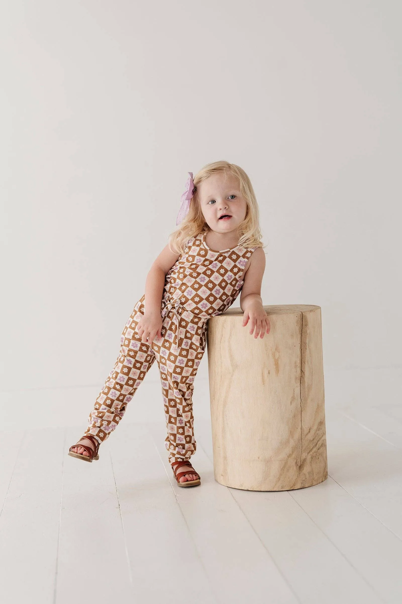 Retro Daisy Checker Girl's Tank Jumper