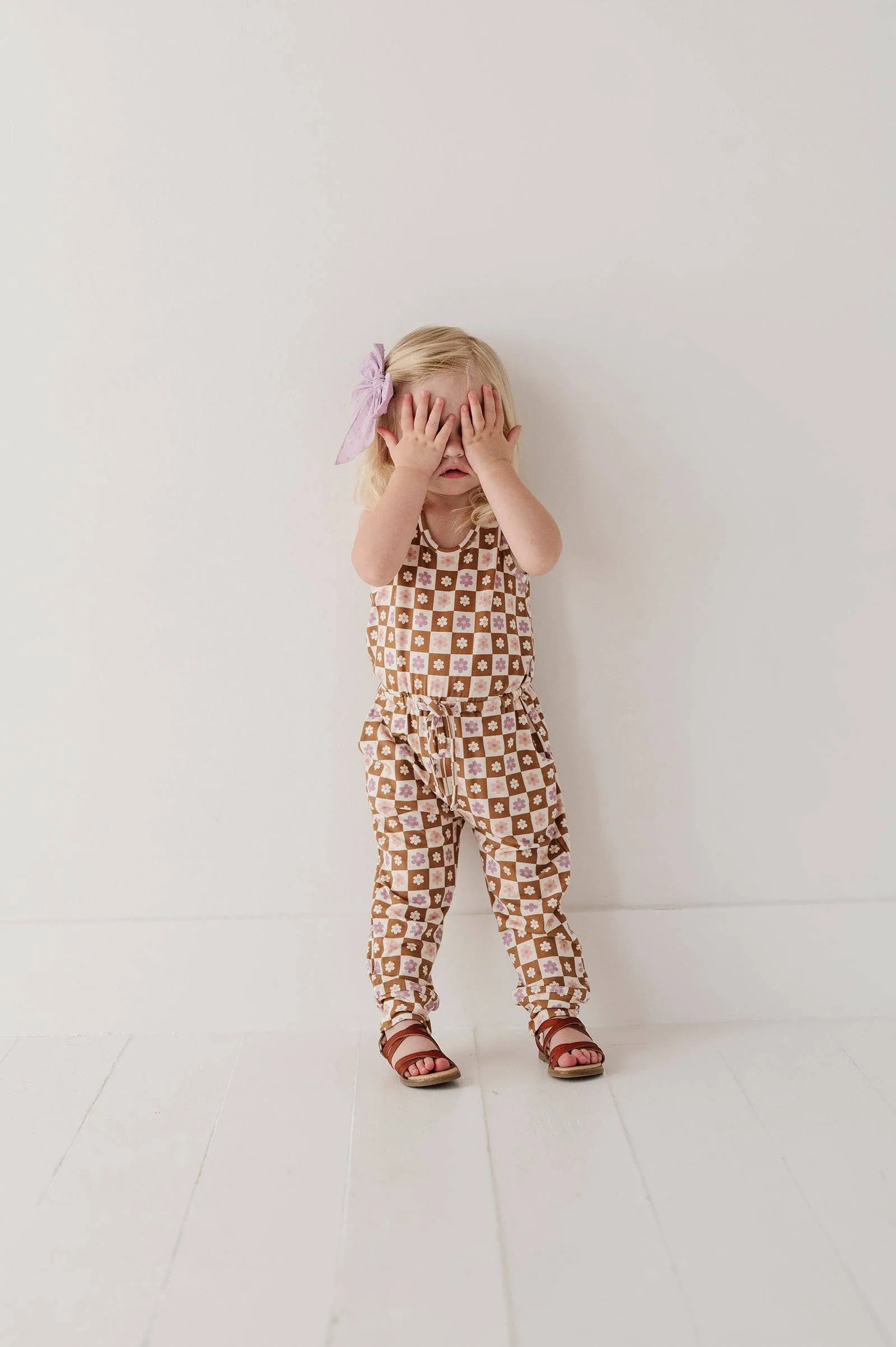 Retro Daisy Checker Girl's Tank Jumper