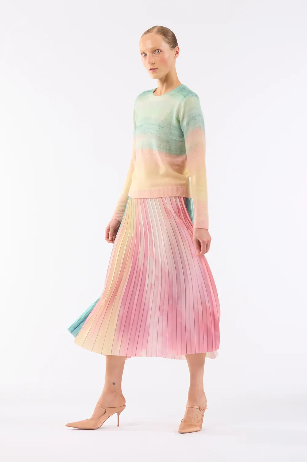 SCATTERED CLOUDS PLEATED SKIRT