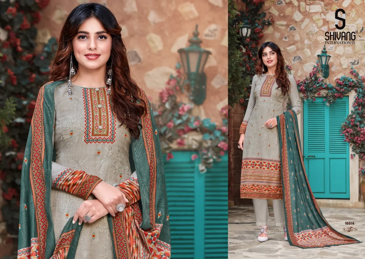 Shivang International Presents Nikhaar Vol 6 Pashmina Embroidery Work Fancy Designer Salwar Kameez
