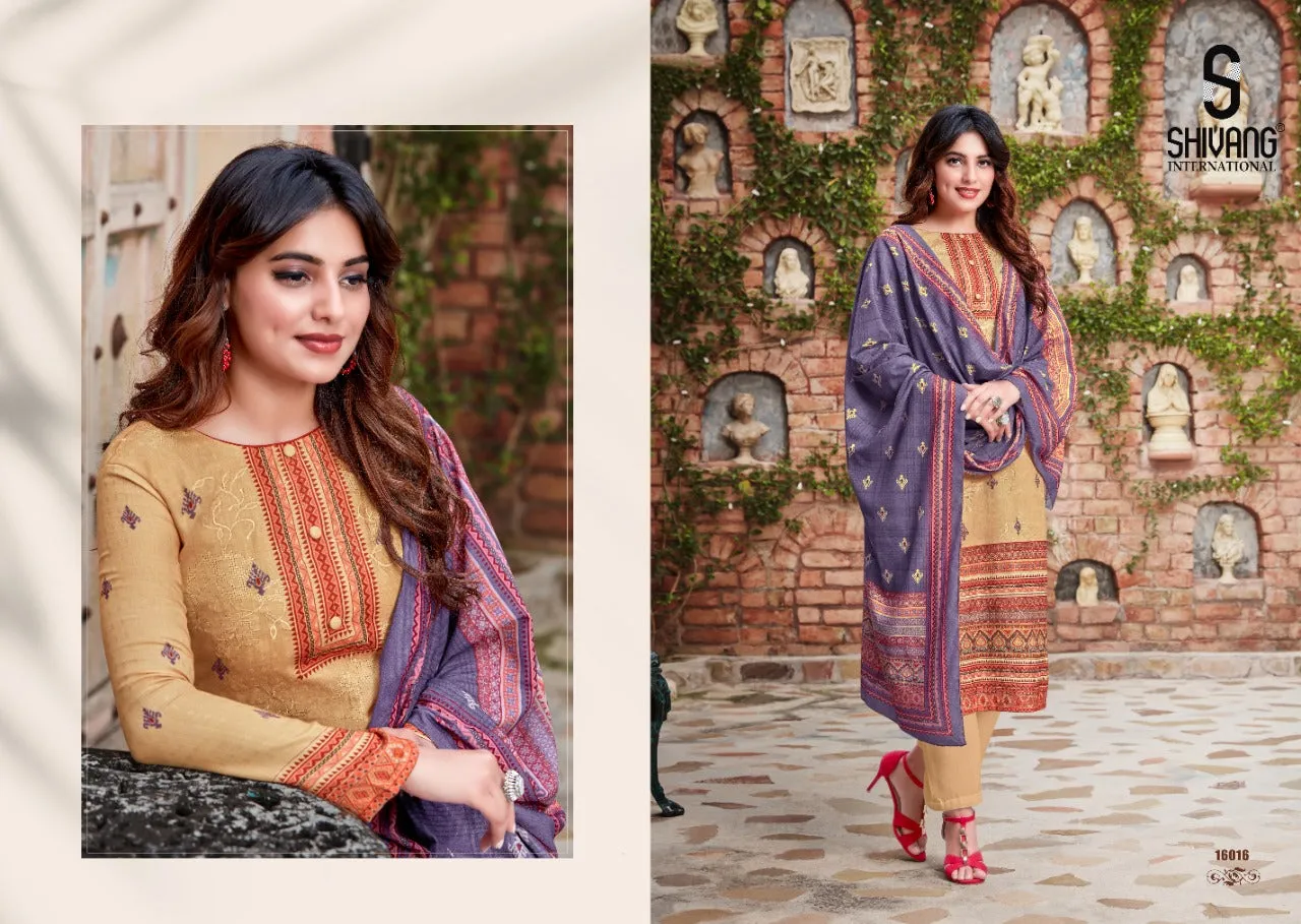 Shivang International Presents Nikhaar Vol 6 Pashmina Embroidery Work Fancy Designer Salwar Kameez