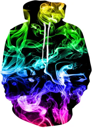 Unisex Men's Novelty Hoodies 3D Print Colorful Smoke Hoody Fleece Pullover Hooded Sweatshirts