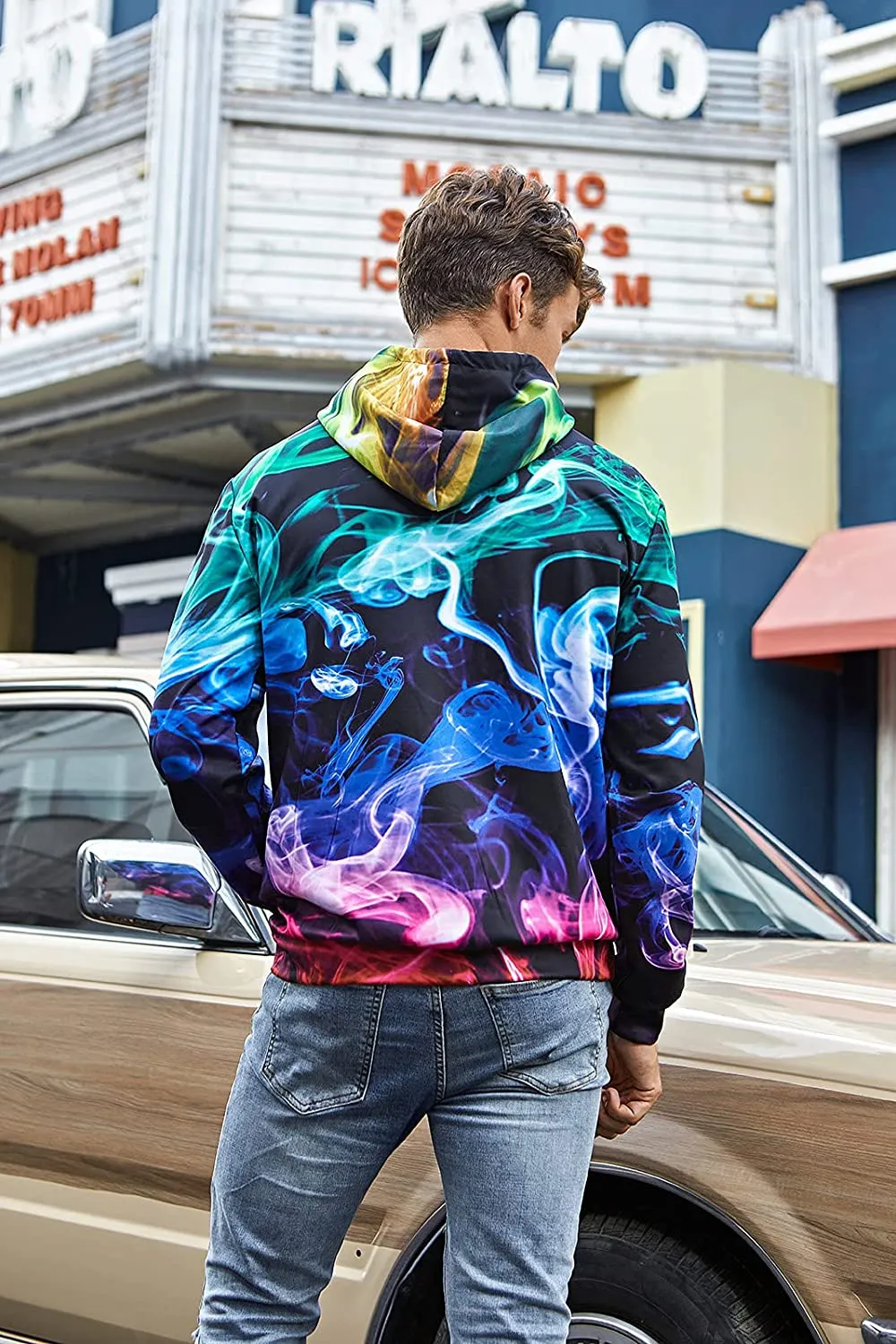 Unisex Men's Novelty Hoodies 3D Print Colorful Smoke Hoody Fleece Pullover Hooded Sweatshirts